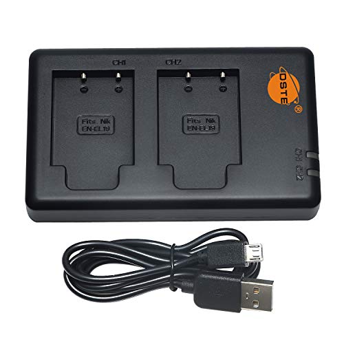 Batterie EN-EL19 pour Coolpix : pack de 2 avec chargeur double