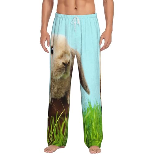 Pantalon pyjama homme polaire verte lapin : adieu nuits glaciales