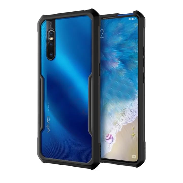 Image of REALCASE Vivo V15 Pro Back Cover Case Stylish | Clear Transparent Gel Shock Proof TPU Bumper Back Cover Case for Vivo V15 Pro (E-Black)
