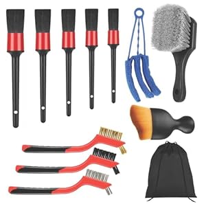Aptleou Car Detailing Brush Set, 11Pcs Car Detailing Kit Includes Car Interior Detailing Brushes, Car Wheel & Tire Brush for Rim Cleaner, Car Cleaning Brush for Dust, Engine Brush, Air Vent Brush