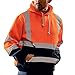 HLUKY Salut Viz Vis Visibility Réfléchissant Zip Up Et Pullover Polaire Sécurité Sweat Jumper Vêtements De Travail À Capuche Hi Vis Gilet T-Shirt Sweats Pull Classe Manches Longues Haute Visibilité