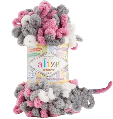 Image of Alize Puffy Color Baby Blanket Yarn Lot of 4skn 400gr 39.3 yds 100% Micropolyester Soft Yarn Hand Knitting Yarn (6070)