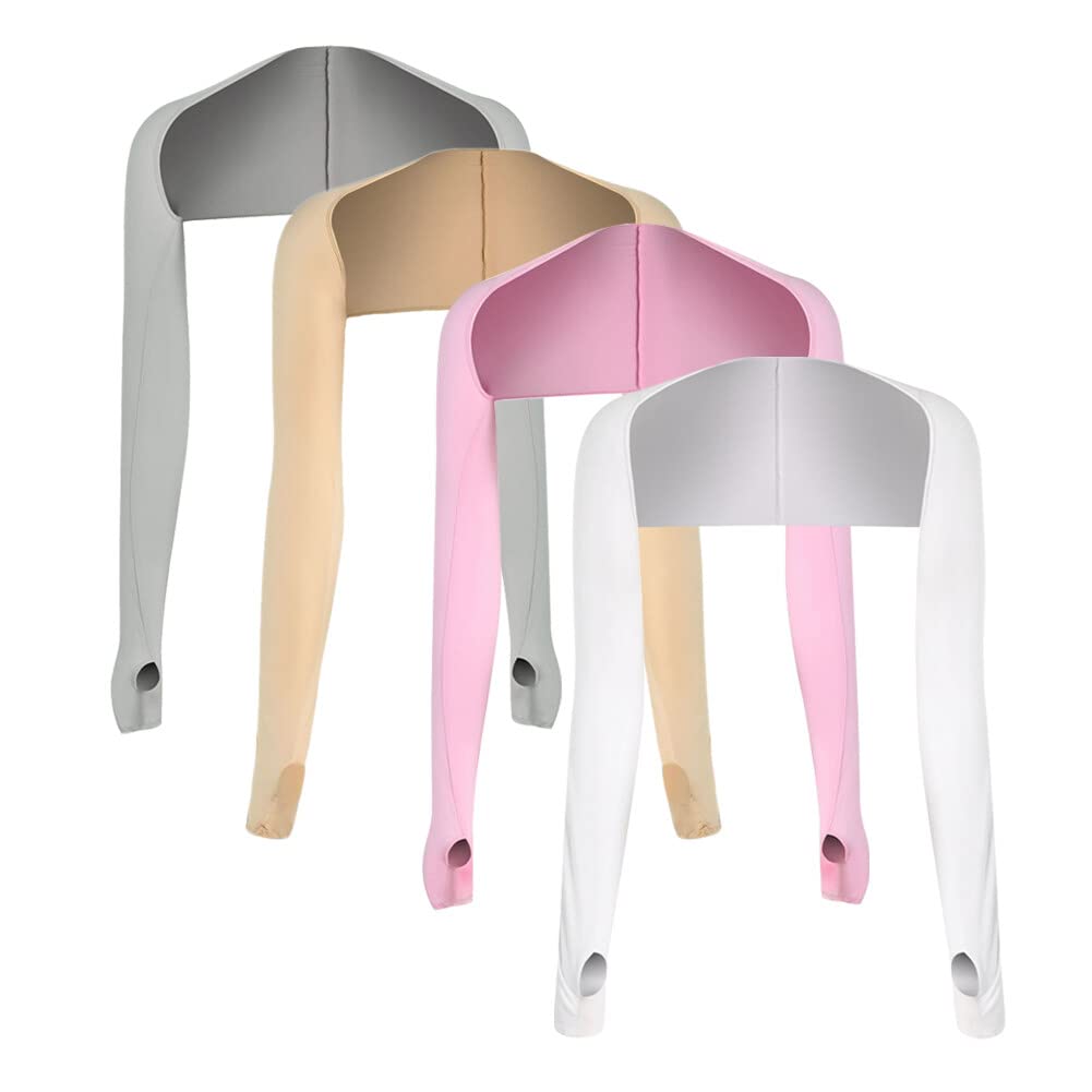 Eforcase 4 Pairs Women Cooling Shawl Arm Sleeves Sun Protection Shrug Shawl Sleeves with Finger Hole Arm Cover