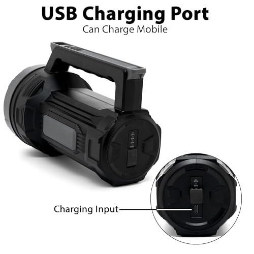 Image of High Power Torch Light, 800 Meter Long Range 1000 Lumens Emergency Rechargeable 3 Modes LED Flashlight for Camping, Emergency Light - 6 Months Warranty