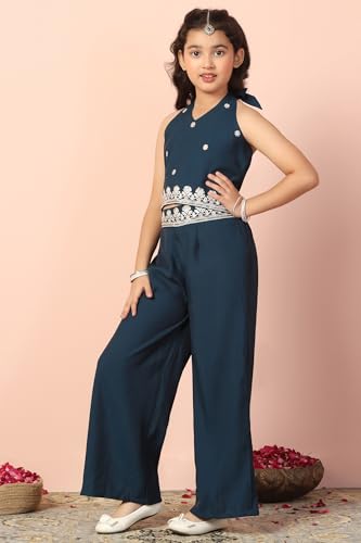 Image of Fashion Dream Girls Chanderi Ethnic Top & Palazzo Set|Indo Western Set|Salwar Suit