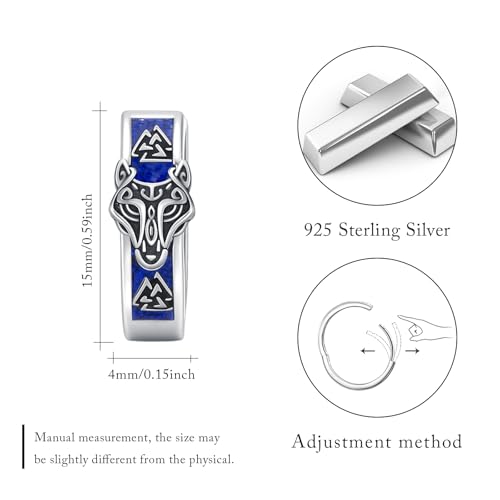 Pendientes lobo plata creoles azul lapislázuli regalos de navidad hombres 5