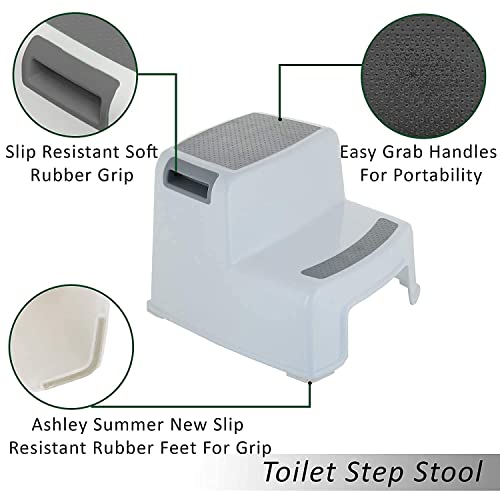 Image of 2 Step Stool for Kids,Toddler for Toilet Potty Training, Slip Resistant Soft Grip for Bathroom & Kitchen Step Stool, Dual Height & Wide Two Step,(Assorted Colour)
