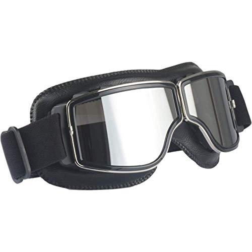 Vintage Ski Sport Outdoor Motorcycle Leather Cruiser Folding Goggles Glasses Sunglasses Eyewear Wwii Raf Pilot For Biker Helmet (Silver Glasses) #TOP1
