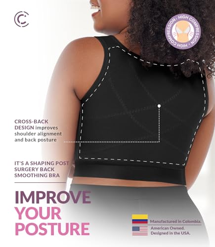 Image of CURVEEZ Post-Surgery Front Closure Wireless Bra, Compression Shapewear Top with Wide Straps for Breast Augmentation Recovery
