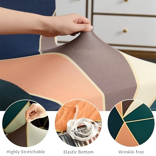 Image of Stretchable Dining Chair Cover - Washable, Removable, Anti-Slip, Protector, Universal Fit (Set of 6, Multicolor Abstract)