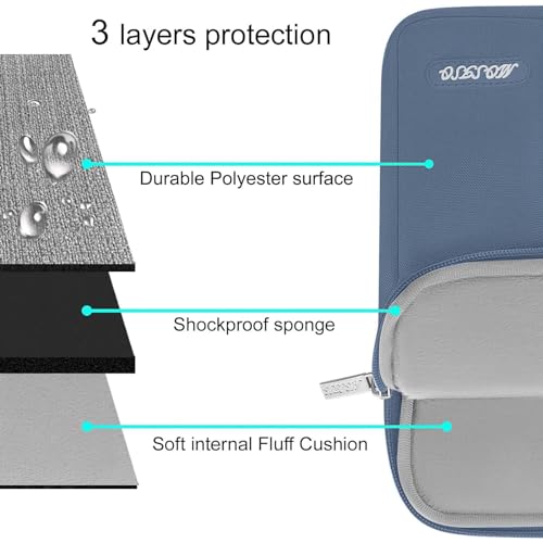 Image of MOSISO Laptop Case 16 inch, 15-15.6 inch Laptop Sleeve Compatible with MacBook Pro 16 M4 M3 M2 M1, HP Acer Dell Lenovo ASUS Notebook, Polyester Vertical Computer Sleeve Bag with Pocket, Steel Blue