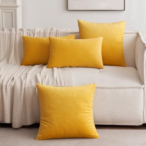 Image of MIULEE Pack of 2, Velvet Soft Soild Decorative Square Throw Pillow Covers Set Cushion Case for Sofa Bedroom Car 18 x 18 Inch 45 x 45 Cm