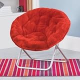 Plush Padded Moon Saucer Chair in Red
