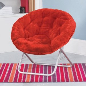 Plush Padded Moon Saucer Chair in Red
