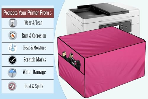 Image of The Furnishing Tree Polyester Waterproof & Dustproof Printer Cover - Compatible with Auto Duplex Brother HL-L3220CDW Printers, Pink , Dimensions in DxWxH - ( 40x42x26 CM)