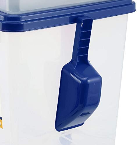 Taylor & Brown 3-Piece Airtight Pet Food Storage Container With Plastic Measuring Scoop Treats For Pet Dog Cat Animal Dry Food Dispenser With Casters (Blue)