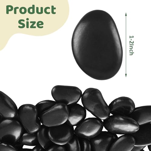 ABuff 10lbs Black Rocks for Planters 1\"-2\" Natural Decorative River Pebbles Black Polished Pebbles for Plants Garden Decorative Stones for Outdoor Landscaping, Plants, Vase Filler Fish Tank Aquariums - Thumbnail 2
