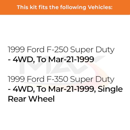 Image of Max Advanced Brakes Front & Rear Brake Kit Compatible With 1999 Ford F250 F350 Super Duty 4WD To Mar-21-1999 SRW Replacement Premium OE Disc Brake Rotors and Ceramic Brake Pads