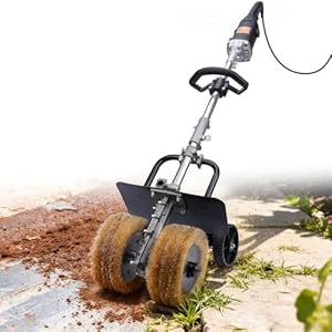 6in1 Satiniermaschine für Holz Metall, 3850W Schleifmaschine mit Lang Griff, Unkrautentferner zum Fugen, Bürstenschleifer zur Renovierung von Oberflächen, 4000U/m, 6 Gang, 2X Ø180mm Schleifbürste