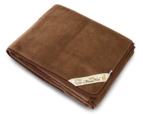 Merino Wool Manta de lana de camello de merino, 160 x 200 cm, color marrón