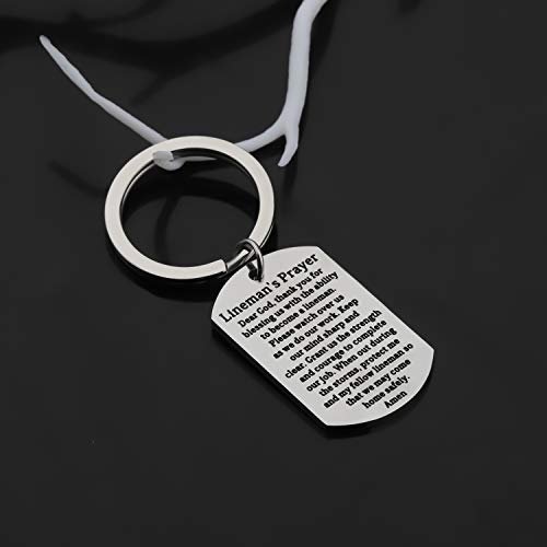 Gzrlyf Lineman Keychain for Men Lineman Prayer Gifts Dog Tag Keychain Lineman Gifts for Dad Him Cable Technician Gift(Keychain)2