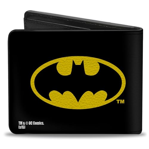 Image of DC Comics Wallet, Bifold, Batman Black Yellow, Vegan Leather, 4.0 inch x 3.5 inch