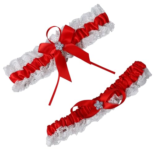 Image of wedding garter set women lace Bridal garter sets including keepsake garter and toss garter