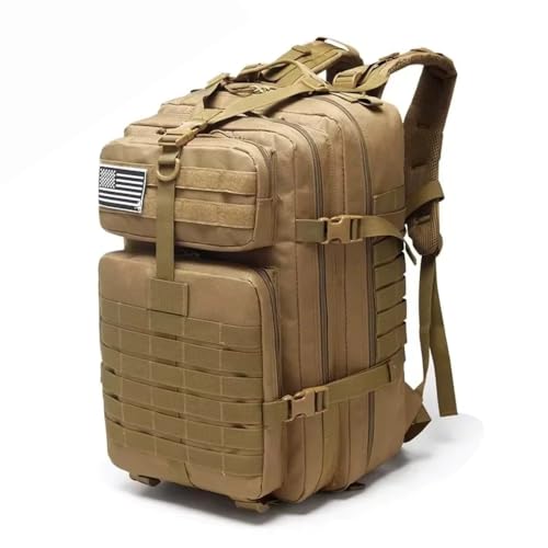 Mochila Tática 50 Litros Com Compartimento Para Notebook E Abertura Nas Costas Material Reforçado E Diversas Divisórias (Marrom)