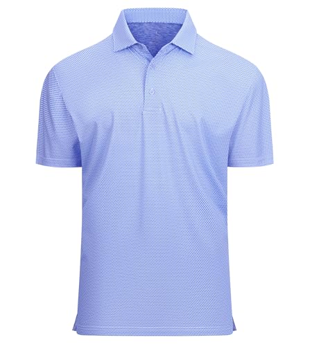Alex Vando Mens Golf Shirt Moisture Wicking Classic Print Golf Shirts for Men