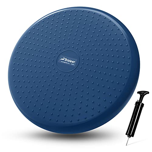 Trideer Inflated Wobble Cushion - Wiggle Seat for Sensory Kids(Multiple Colors), Balance Disc (Extra Thick), Flexible Seating for All Age (34CM Jewel Blue)