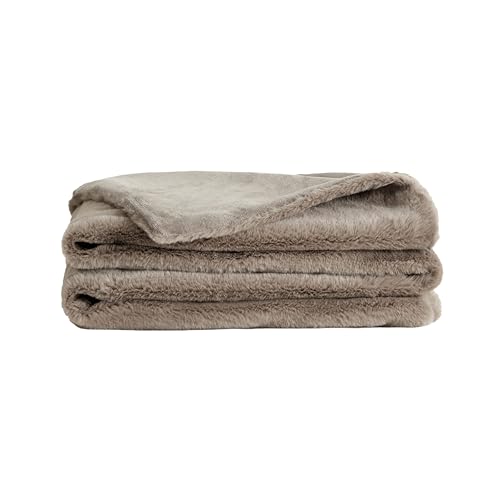 UnHide Lil’ Marsh Faux Fur Blanket - Lightweight, Soft Throw Blanket - Machine Washable - Ideal for Bed, Couch, or Reading Chair- Small (50" x 60") Taupe Ducky