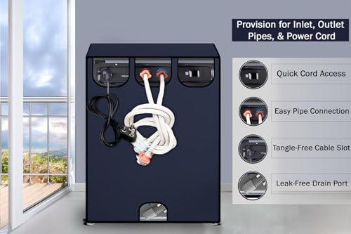 Image of Stylista Polyester Washing Machine Cover Compatible for Samsung 8 Kg Fully-Automatic Front Loading WW80T504DAB Blue