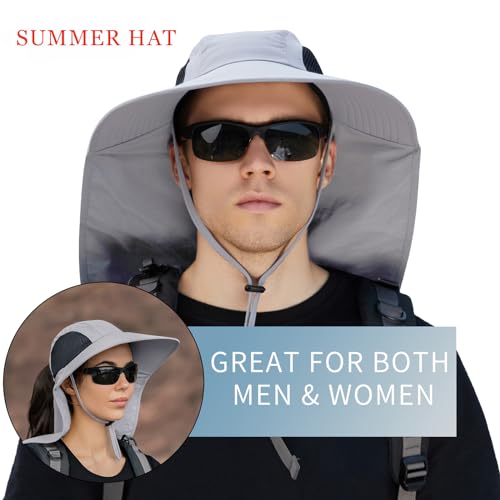 Sun Hat for Men Women with Neck Flap,UPF 50+ UV Protective Hiking Fishing Hats,Wide Brim Sun Hat for Women&Men - Image 3