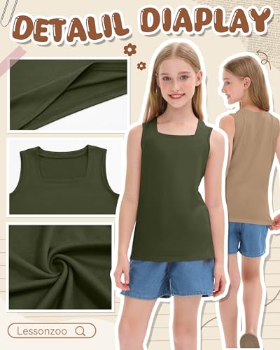 Image of 3 Pack Girls Square Neck Tank Tops