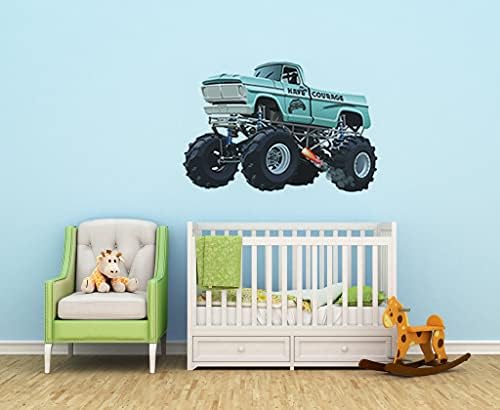 Monster Truck Wall Stickers Decals for Boy’s Bedroom, Gift for Boy's, Car Decor Wallpaper Mural for Nursery Classroom Kids Room