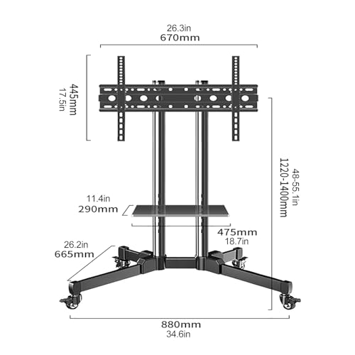 Soporte móvil para TV con ruedas para pantallas de 32 a 70 pulgadas miniatura 2