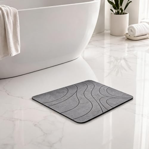 Miniatura 14 de Veradgroup Alfombra Diatomita Baño Antideslizante Alfombra Baño Diatomita Ducha Secado Rápido Alfombra Cocina Y Baño Premium Bath Mat De Piedra Natural Gris Piedra Elegante