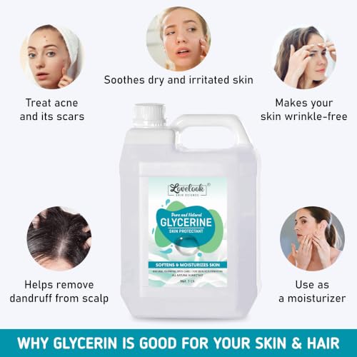 Image of 100% Pure Glycerin 1 Litre | Skin Moisturizer for Face, Hands & Body | Hydrating Liquid for Dry Skin & Hair Care | Multipurpose Beauty Care
