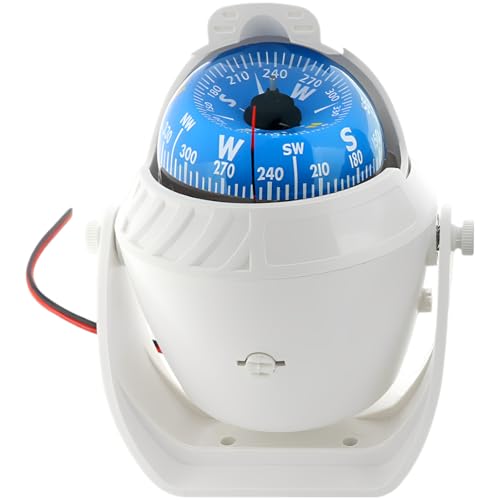 Boussole marine à LED blanche pour bateau et véhicule avec fixation réglable
