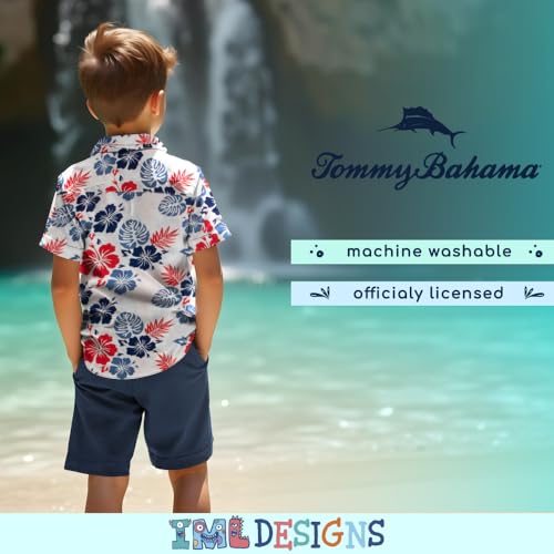Image of Tommy Bahama Boys Classic Woven Button-Down Short-Sleeve Hawaiian Shirt with Pocket for Kids