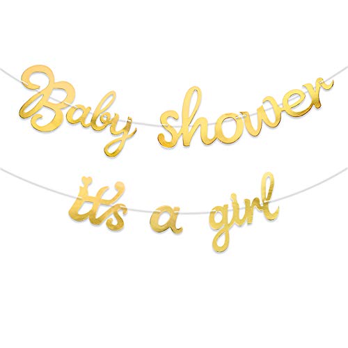 VINFUTUR Baby Shower Bannière Kit de Fête de Naissance It's a Girl Banner Décoration de Fête - Or