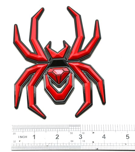 Image of 2Pcs Custom Spider Emblems Left Right Car Badge for Universal Car Body Motorcycle SUV Widow Door Edition Decoration (Red)