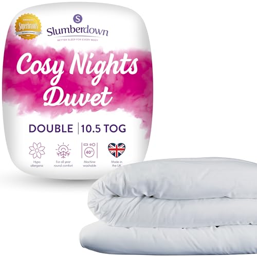 Slumberdown Cosy Nights Double Duvet - 10.5 Tog All Year Round Quilt Ideal for Summer & Winter - Comfortable, Soft Touch Cover, Hypoallergenic, Machine Washable, Size (200cm x 200cm)