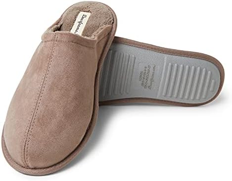Dearfoams Men's Riley Scuff Slipper, Fossil Microsuede, Small | Image 1