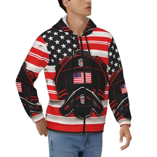 Pull à capuche homme Red Line manches longues sweat drapeau USA avec cordon de serrage