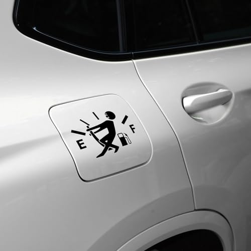Image of Funny Car Stickers, High Gas Consumption Decal Auto Fuel Tank Cover Sticker, Universal Car Decor Accessories Fuel Gage Empty Decal for Men and Women, Fit Cars, SUVs, Trucks, Motorcycles (Black)