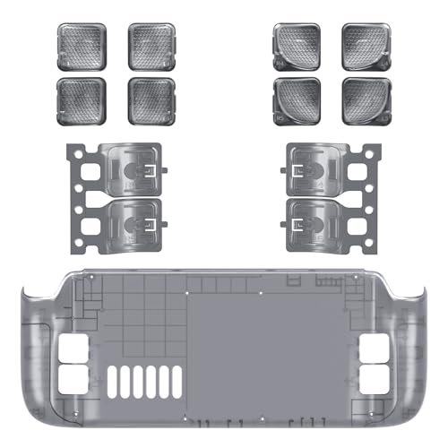 eXtremeRate Carcasa Trasera con Botones Intercambiables para Steam Deck LCD & OLED, Repuesto Ergonómico con Grips L4 L5 R4 R5 para Steam Deck - con 2 Botones de Altura Ajustable (Transparente Negro) - imagen 2