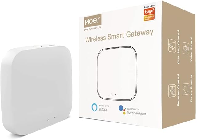 MOES Wireless ZigBee Gateway and BLE Multi-Mode Gateway, WLAN WiFi 2.4 GHz Mesh, Tuya Smart Gateway compatible with Tuya Smart Devices, Home Bridge Remote Control compatible with Alexa Google Home