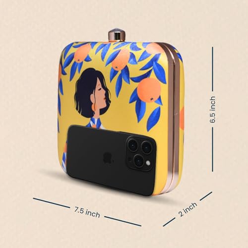 Image of Artklim Multicolour Printed Trendy Box Clutch for Women & Girls - Hard Case Sling Purse - Casual & Brunch Handbag with Detachable Chain Strap - Gift for Woman