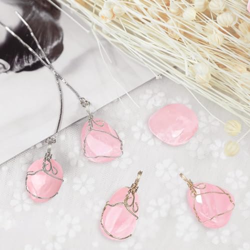 Rosenquarz Stein Wassersteine Für Trinkwasser, Rosenquarz Set, Rosenquarz Steine Vielseitige Verwendung als Wassersteine Für Trinkwasser oder Brunnensteine, Naturbelassene Premium Rohsteine (100g)